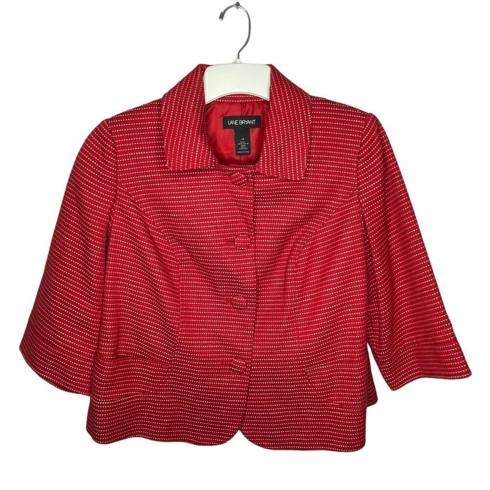 Lane Bryant Cotton Blazer Red